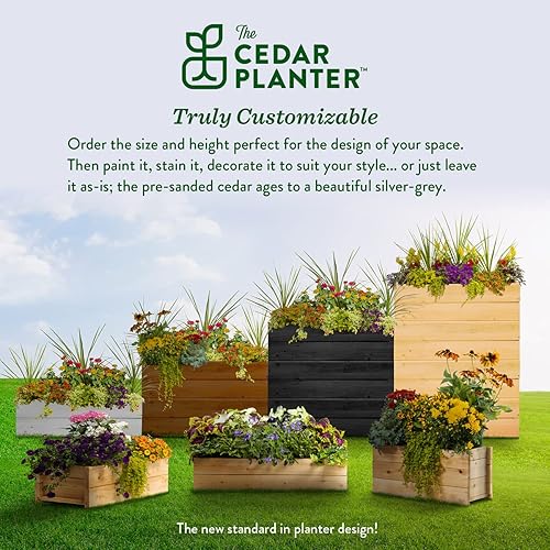 Vista 28 de Greenes Fence Maceta de madera de cedro, 21 x 11 x 7 pulgadas, fabricada en Estados Unidos con cedro norteamericano