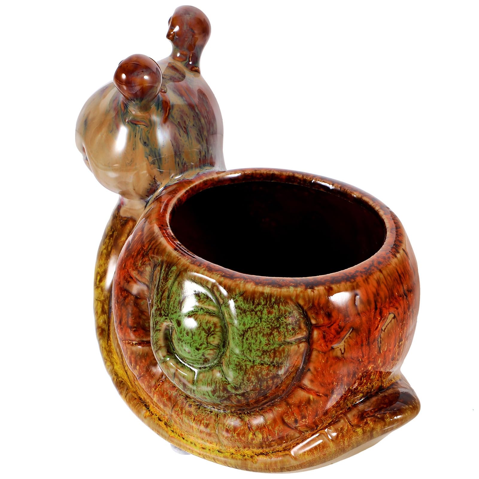 Pot de fleurs escargot TOYANDONA en résine marron pour plante succulente