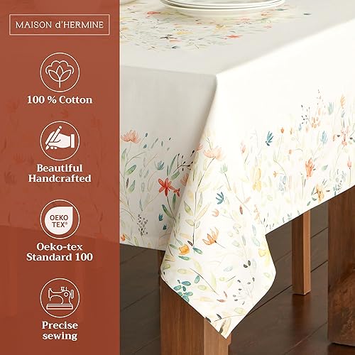 Miniatura 2 de Maison d' Hermine - Mantel rectangular decorativo de algodón para comedor, hogar, granja, fiestas, exteriores y boda, bohemio, ideal para primavera
