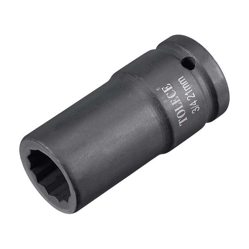 Soquete de impacto profundo uxcell 21 mm, encaixe quadrado de 19,05 mm (3/4 pol.), 12 pontas, aço CR-MO, 78 mm