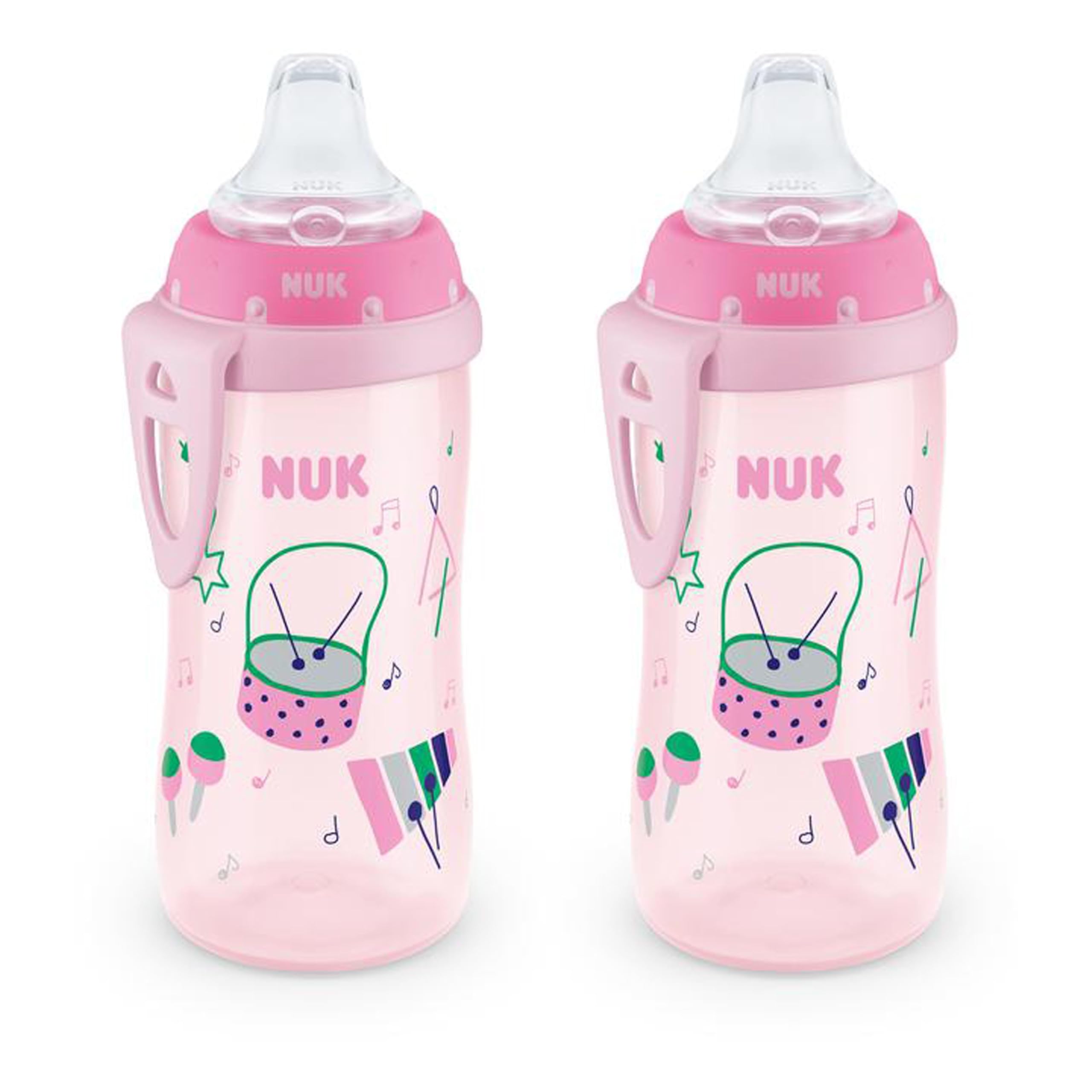 NUK Active Spill Proof Sippy Cup, 10 oz, 2 Pack, 8+ Months, Pink – BPA Free, Spill Proof Sippy Cup