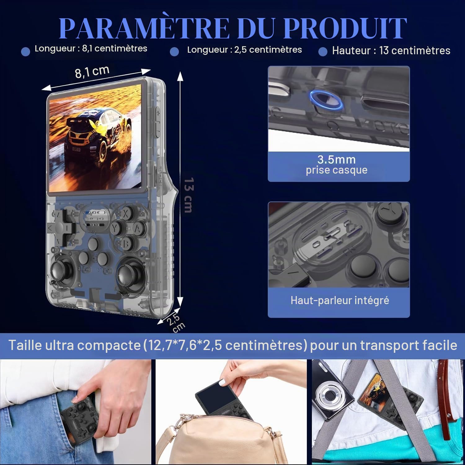 R36S Console de Jeu Portable rétro 128G-Écran IPS de 3,5 Pouces avec 40000+ Jeux Classiques Lecteur de Jeu vidéo Portable Open Source Linux OS avec Batterie 3500mAh (Vert)