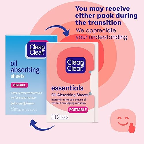Miniatura 7 de Clean & Clear Hojas faciales absorbentes de aceite, papeles secantes portátiles para cara y nariz, hojas secantes para piel grasa para eliminar