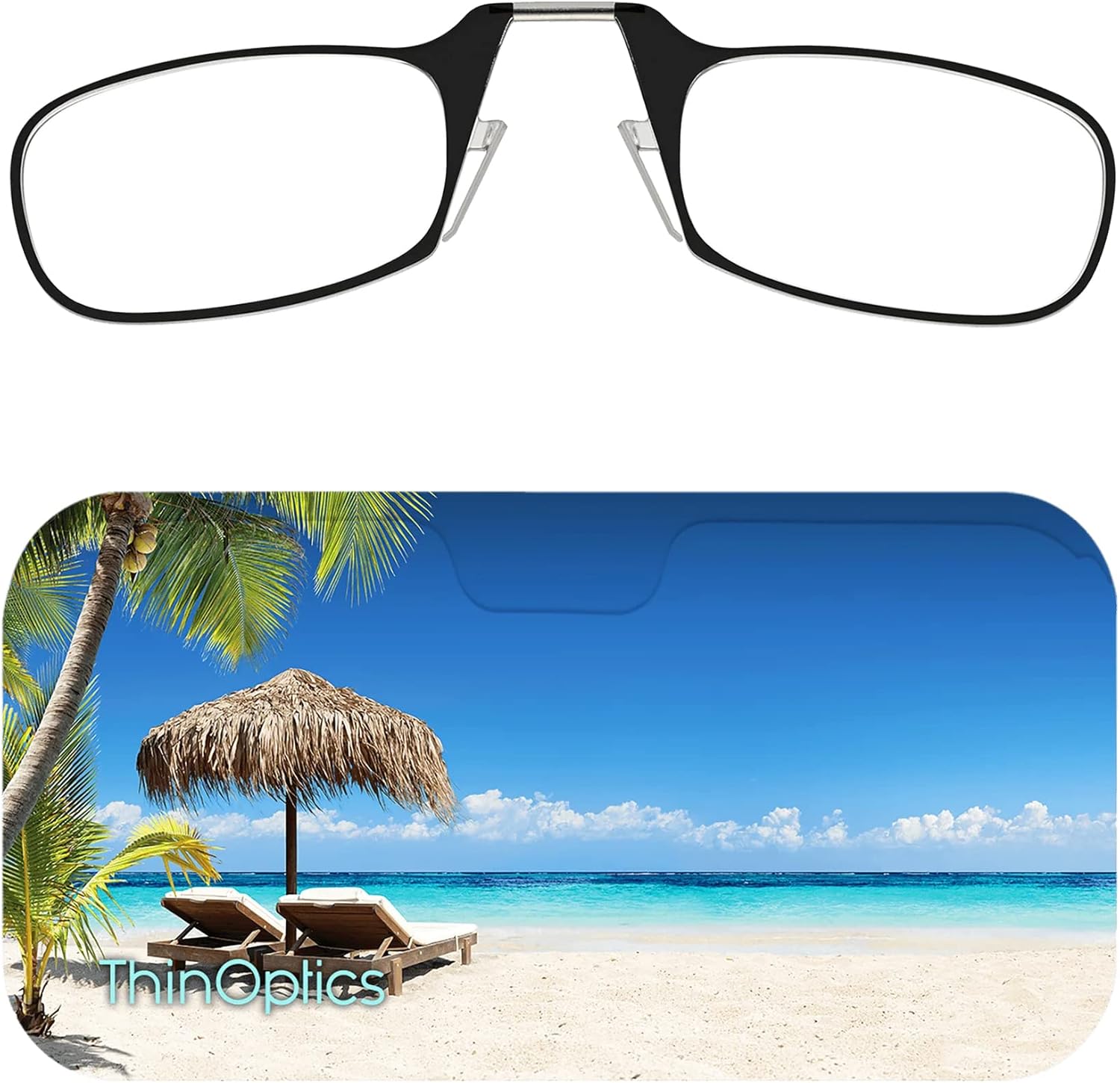 ThinOptics Universal Pod Case + Rectangular Reading Glasses, Tropical Holiday, 44mm + 2