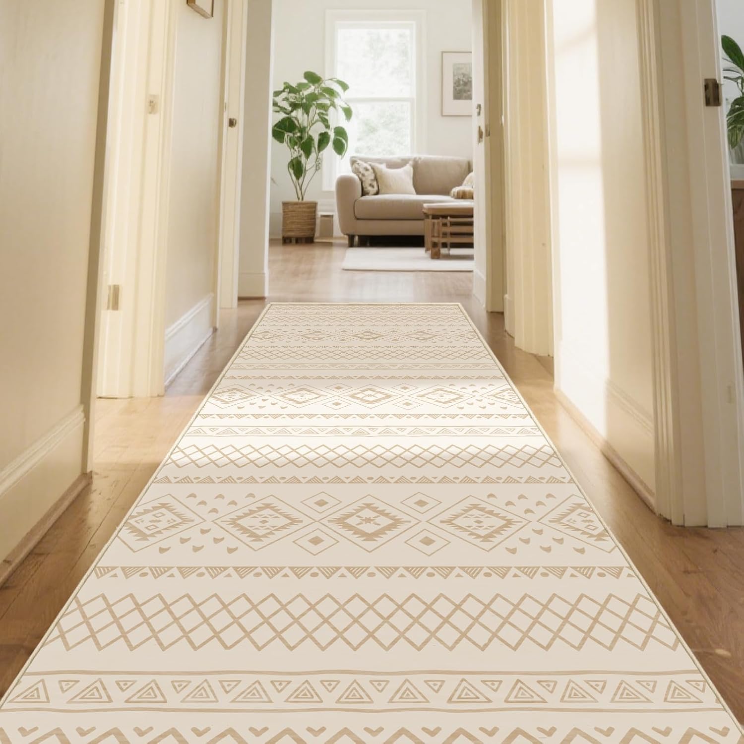 Washable Cream Neutral Area Rugs 5x7 Modern Soft Large Carpet for Living Room Entryway Bedroom Farmhouse Non-Slip