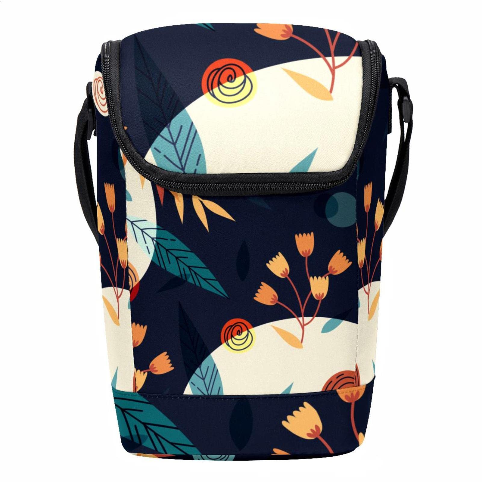 Lonchera abstracta con diseño floral con cremallera para hombres y mujeres activos