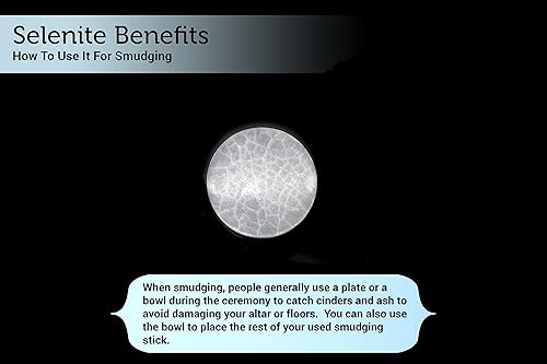 Miniatura 4 de SOUL STICKS Placa de carga redonda de cristal de selenita para manchas, curación y recarga de cristales Estación de carga de cristal pulido de