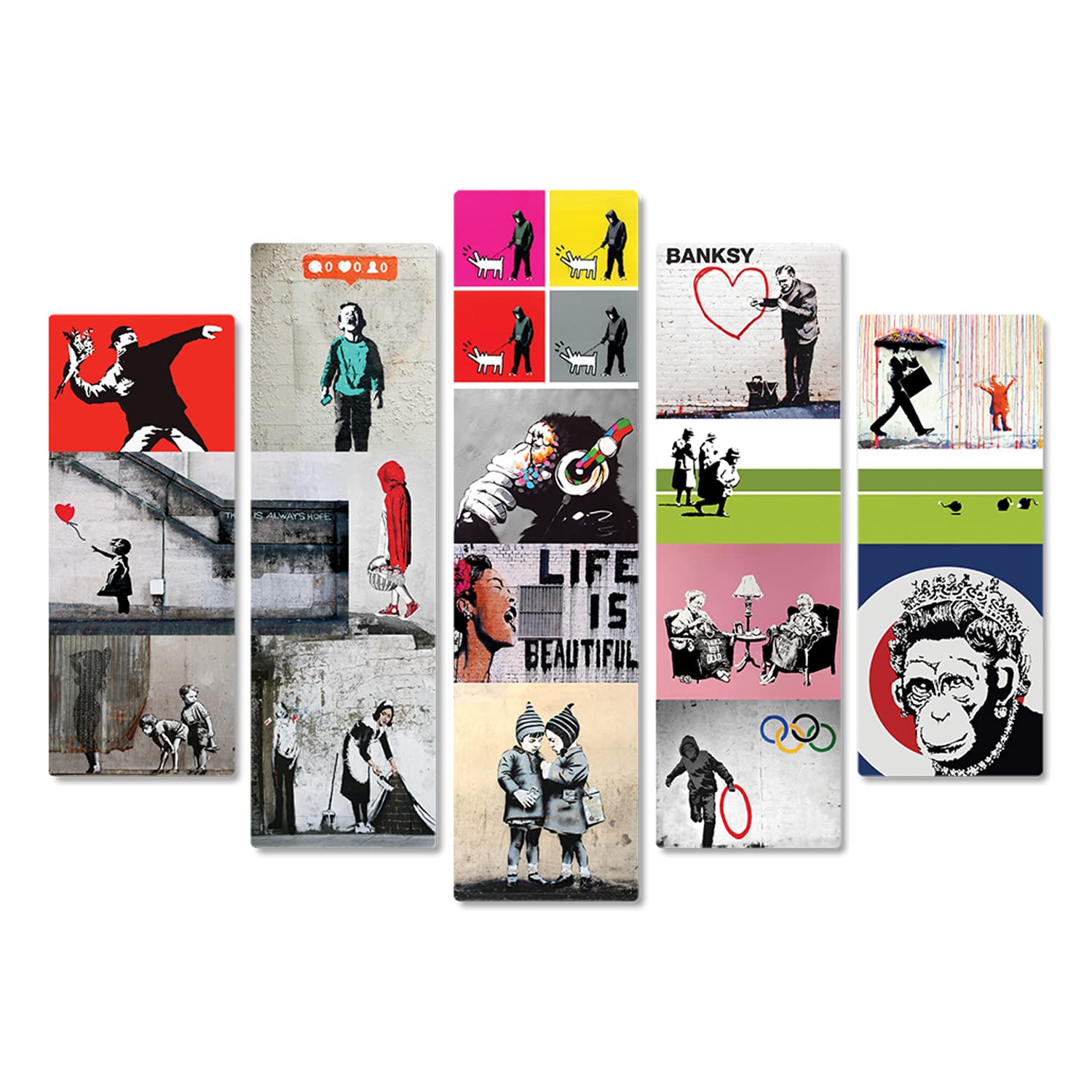 Giallobus - 5 Multi pannello Art Board - Banksy - Banksy Collage - Legno Mdf - 140x100