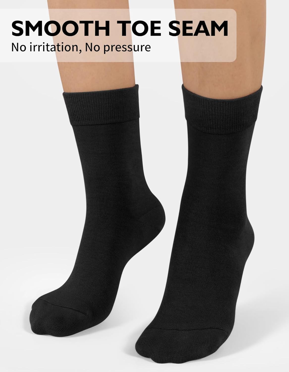 CLOSEMATE Womens Thin Crew Socks Soft Combed Cotton Comfortable Casual Everyday Wear Calf Socks 5 Pairs - Image 4