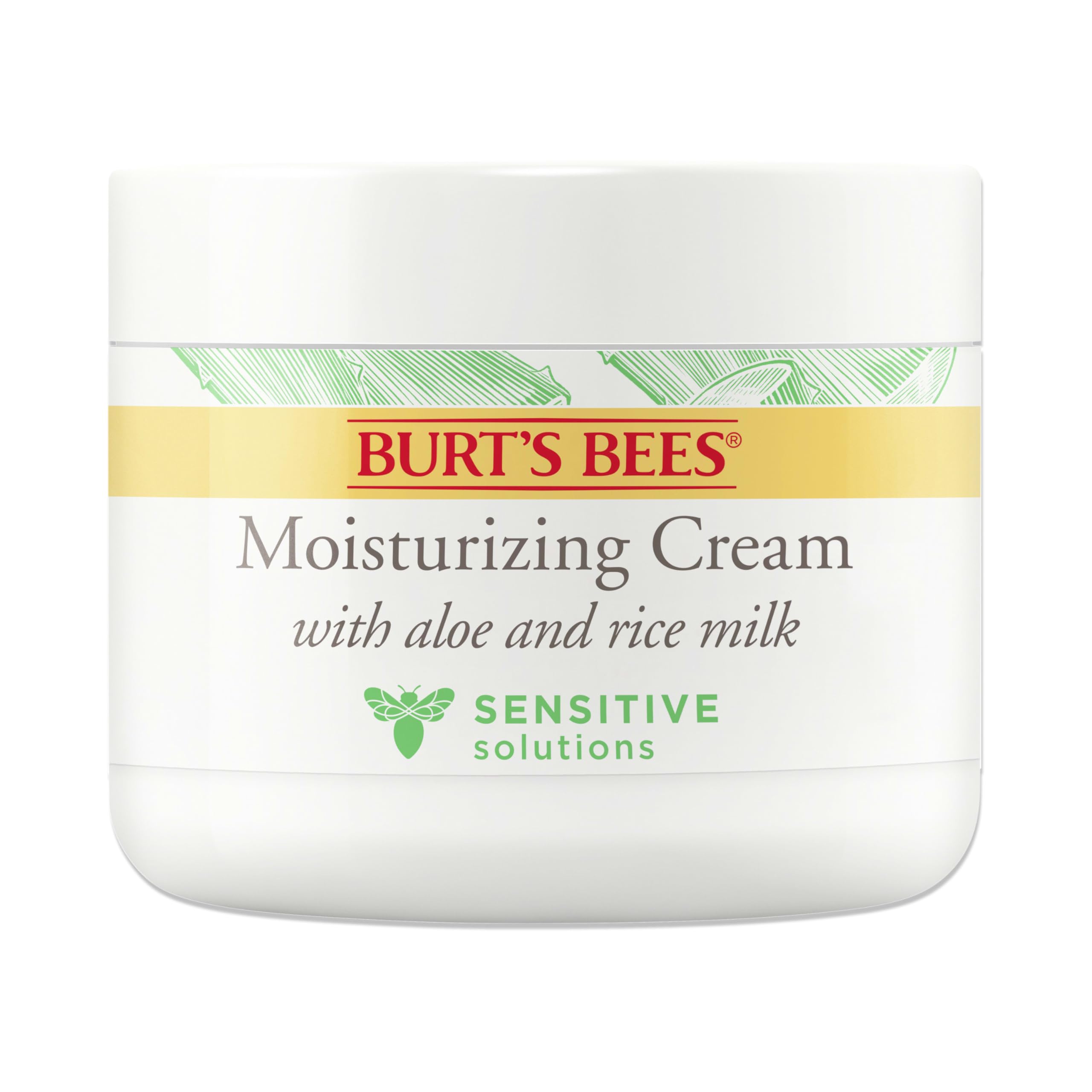 Sensitive Moisturizing Cream, With Aloe Vera and Rice Milk, Face Moisturizer for Sensitive Skin, 98.8 Percent Natural Origin Skin Care, 3 oz. Package