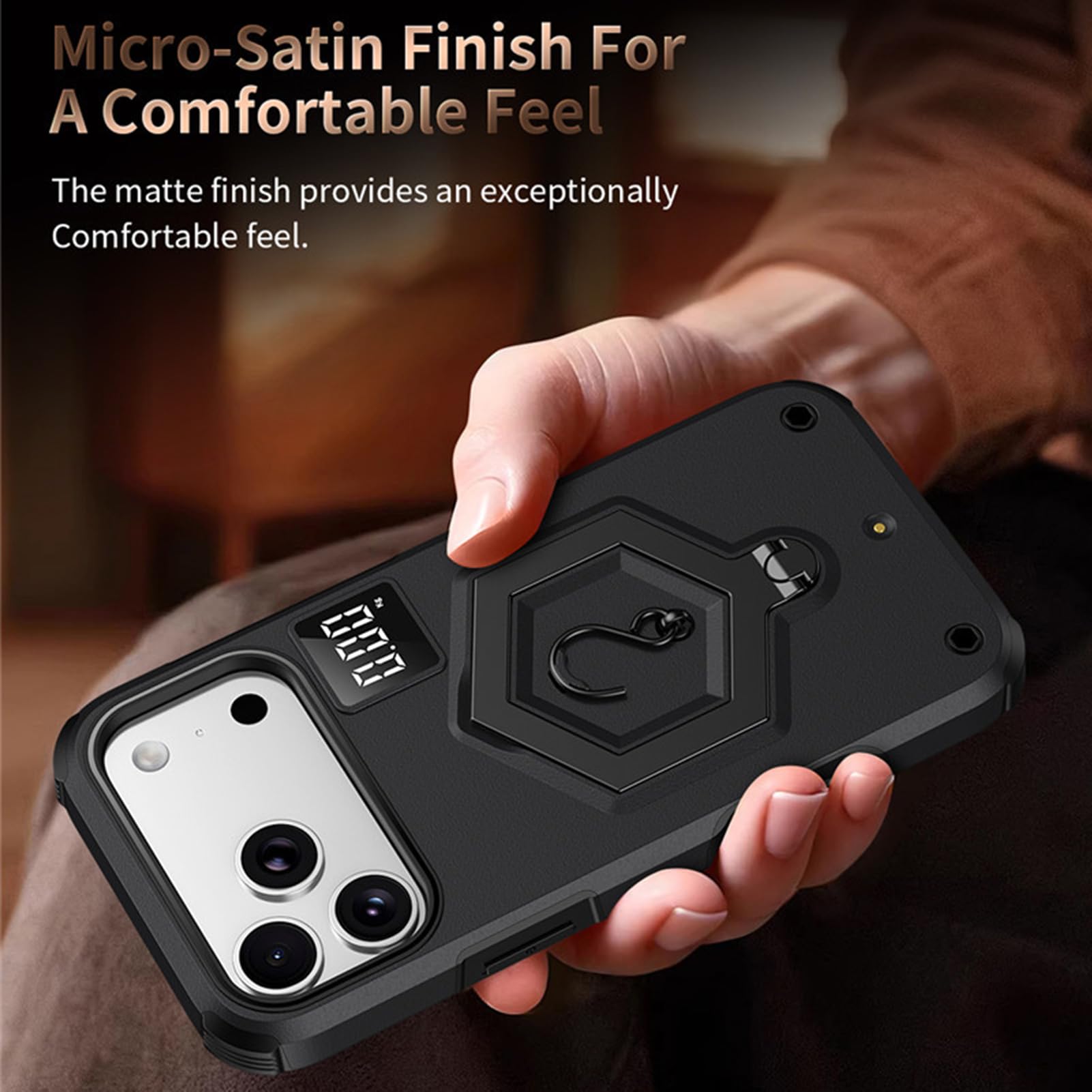 Schlanke Hülle Für iPhone 17 Pro Max/17 Pro/Air/17, Verstellbarem Ständer, Militär Schutzhülle Rutschfestem Griff Stoßfest Handyhüllen,Schwarz,17 Pro