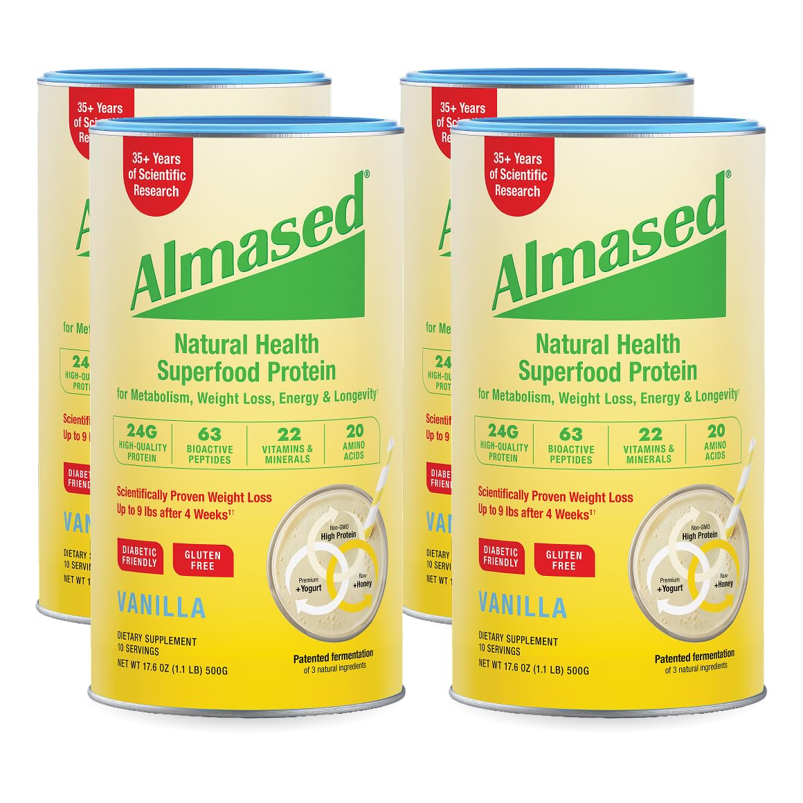 Almased Vanilla Meal Replacement Shake - Low-Glycemic High Plant Base Protein Powder- Nutritional Weight Health Support Supplement - Vanilla Flavor - 17.6 oz (1.1 Pound (1 Pack)) — Amazon image 11