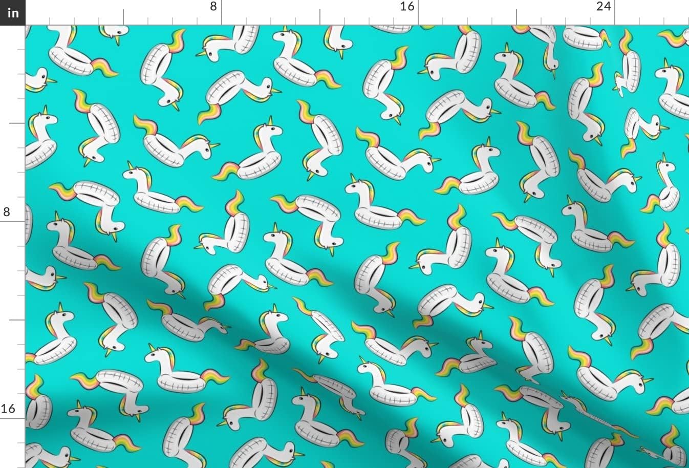 Spoonflower Fabric - Unicorns Pool Teal Unicorn Summer Trendy Rainbow Party Beach Printed on Minky Fabric by The Yard - Sewing Baby Blankets Quilt Backing Plush