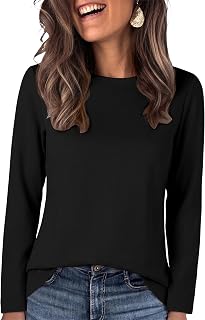 ANRABESS Long Sleeve Shirts for Women Crew Neck Fall Top | Soft Comfy Wrinkle Free Tshirts, Basic Tee, Winter Layer Clothing, Business Casual Work Outfits,Travel Daily Wear