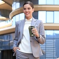 Vista 21 de WETOWETO Taza de viaje de 12 onzas, taza de café reutilizable aislada con tapa a prueba de fugas, taza de café de viaje de acero inoxidable, taza