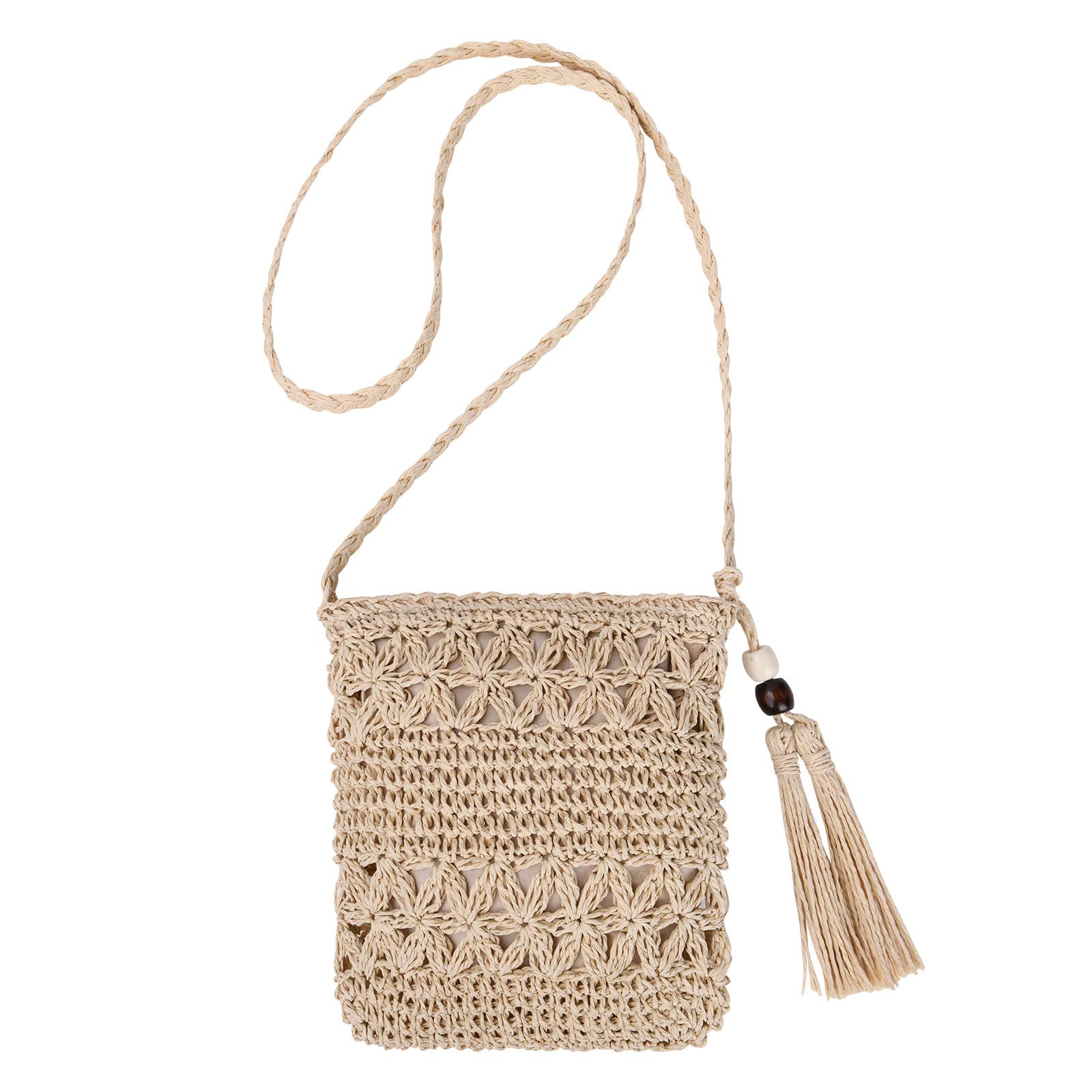 Straw Bag for Women, Summer Beach Straw Bag with Tassel, Weave Handmade Single Crossbody Bag with Zipper, Bohemian Shoulder Purse for Summer Beach Travel
