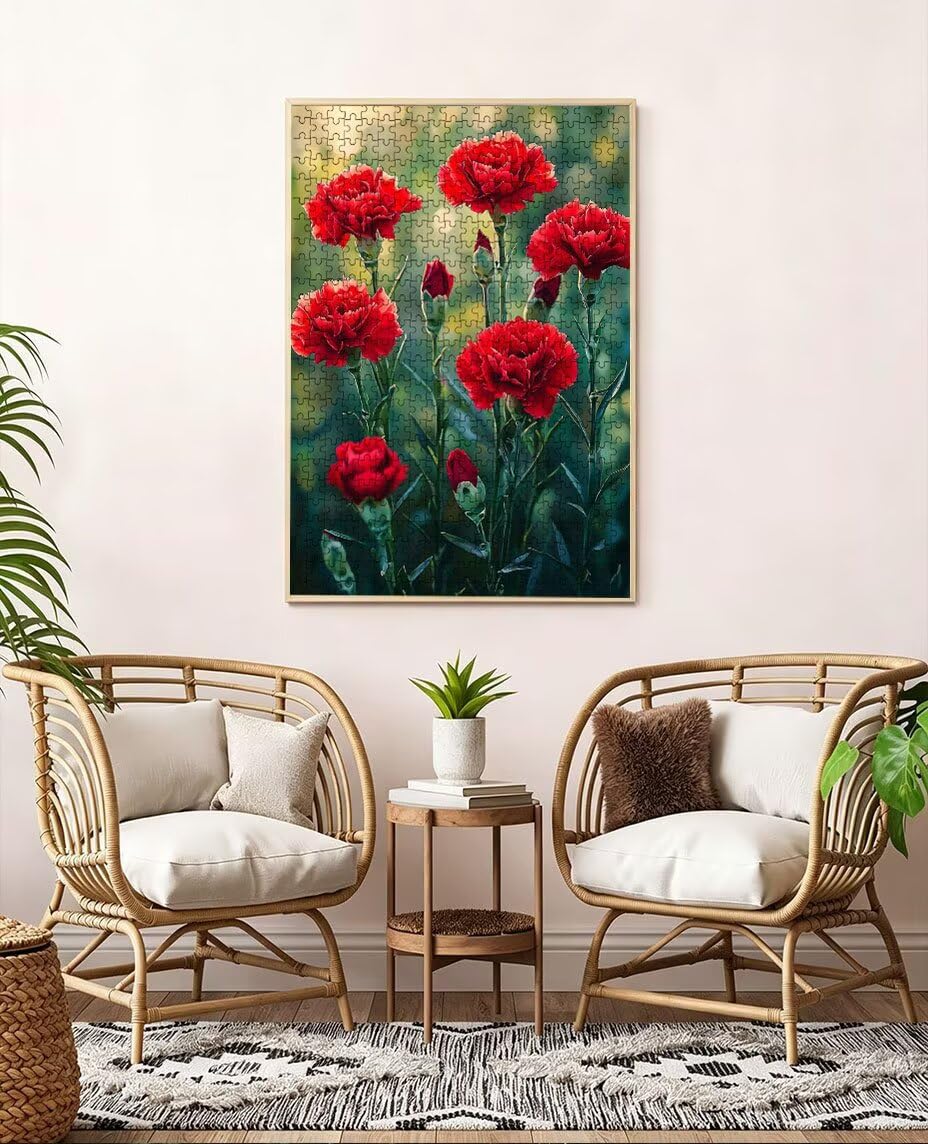 Puzzle 1000 elementów, czerwone kwiaty puzzle dla dorosłych 1000, klasyczne puzzle, gra zręcznościowa dla całej rodziny, z opakowaniem, dekoracja, puzzle, prezenty BXHZW3-359