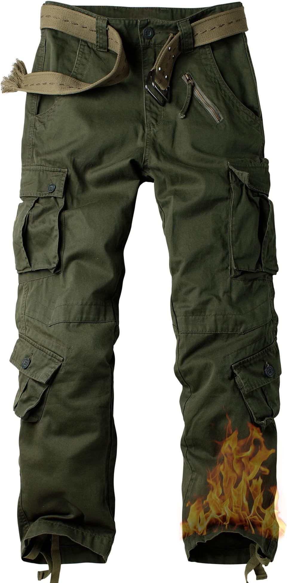 AKARMY Men's Fleece Lined Hiking Pants Outdoor Cargo Pants Casual Work Ski Pants with 8 Pockets