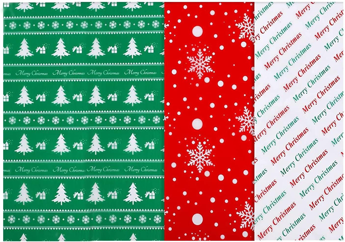 Jwssor Christmas Tissue Paper,30 Sheets Red Green White Tissue Paper,50x35 cm Gift Wrapping Paper for Christmas Party Decoration