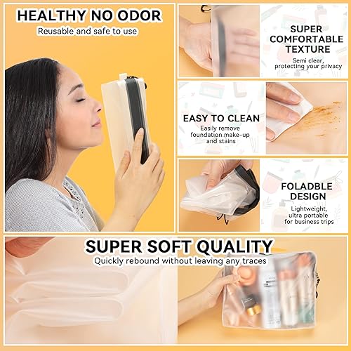 Miniatura 4 de Qbily Bolsa de aseo aprobada por la TSA de 3 piezas para mujeres y hombres, bolsa transparente de viaje impermeable para productos de cuidado de la