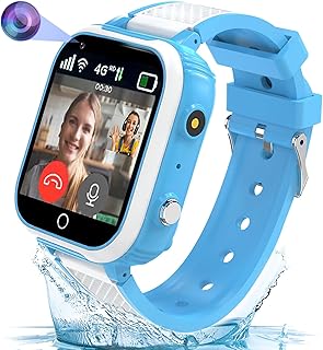 Olivfant Reloj Inteligente Niño 4G, Smartwatch Niños con Videollamada Chat GPS Localizador y Llamadas SOS, Juego Cámara Despertador Impermeable Modo Clase,Regalos para Niñas Niños Azul