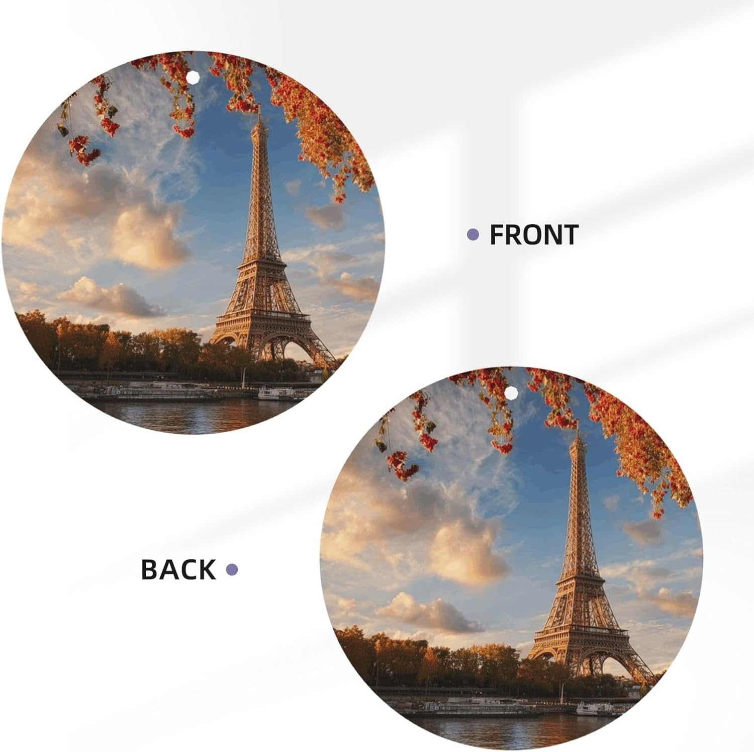 Car Air Freshener 24 PCS eiffel tower paris autumn Hanging Car Air Fresheners Auto Interior Decor Card Freshener Strong Scented Card Lavender Cars Scents for Office Bedroom Close Drawer Round Shape