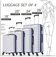 Vista 6 de Juego de equipaje de 4 piezas juegos de equipaje ABS rígido con bloqueo TSA con ruedas giratorias de viaje plateado