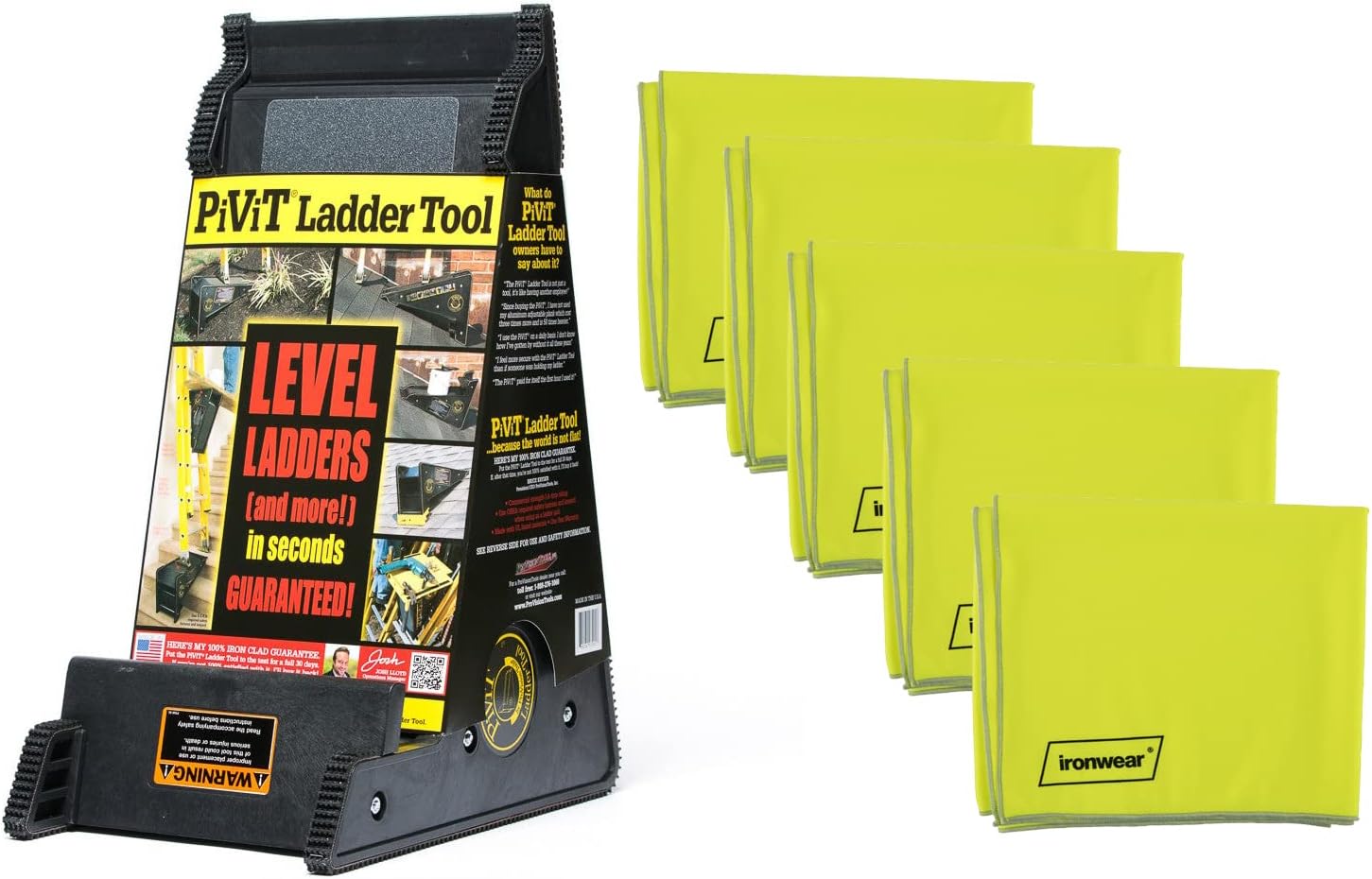 ProVisionTools, Inc. PiViT LadderTool Extension Ladder, Leveling Tool, and Stable Platform for All Surfaces - DPVT w/ 5 Reusable Cooling Towels