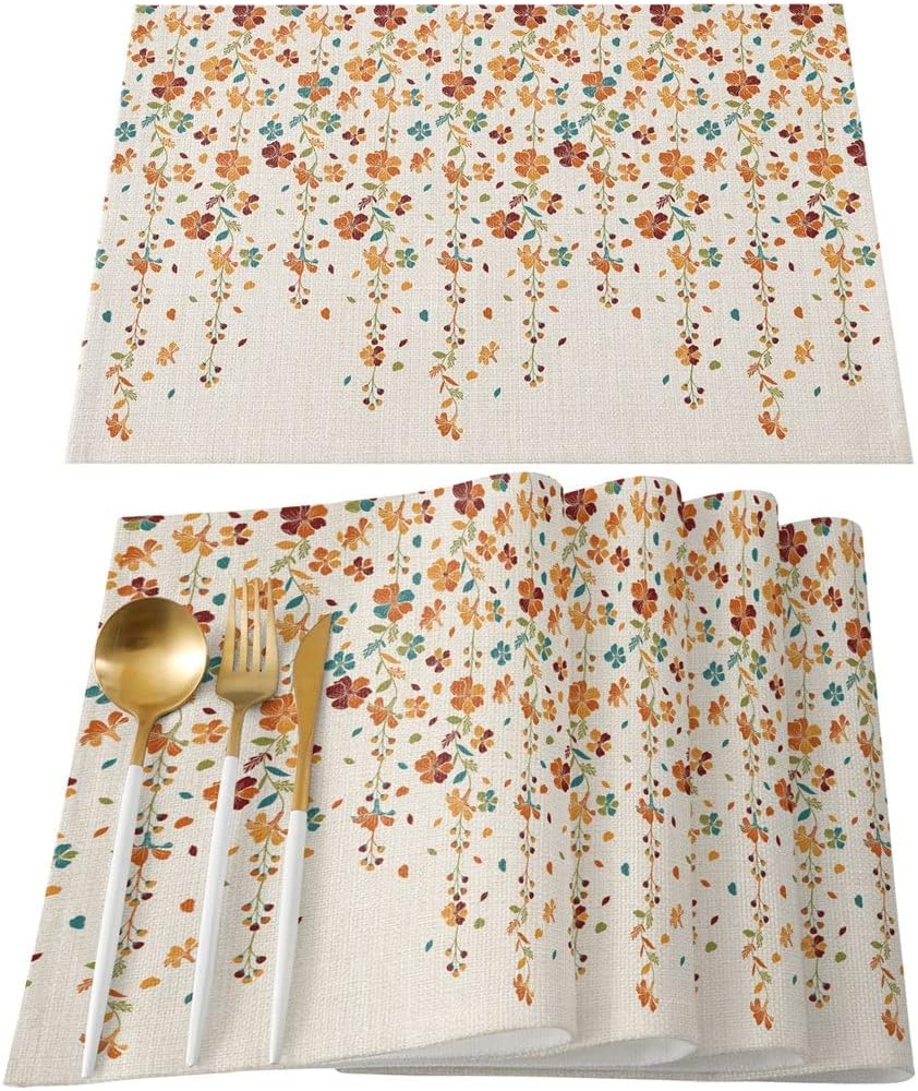 Flower Cotton Linen Table Runner for Wedding Banquet Home Festival Party Dinning Table Decoration Table Runner(36x183cm)