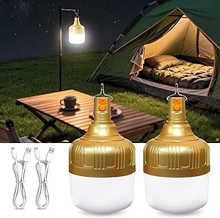 2 Pack Rechargeable LED Camping Lantern, 4000mAh IPX4 Waterproof Tent Light with Hook, USB Flashlight for Hiking, Travel, Hurricane Power Outage Emergency, Home Garage Repair, BBQ Lighting