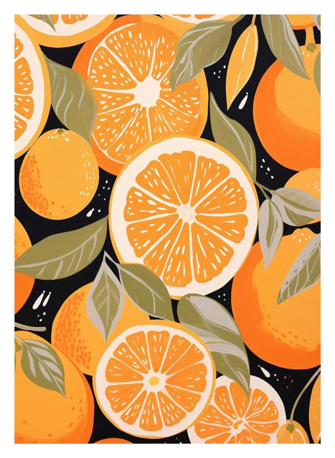 Cuadro sobre lienzo retro de naranjas y café espresso con diseño vintage de comida de 40x60cm
