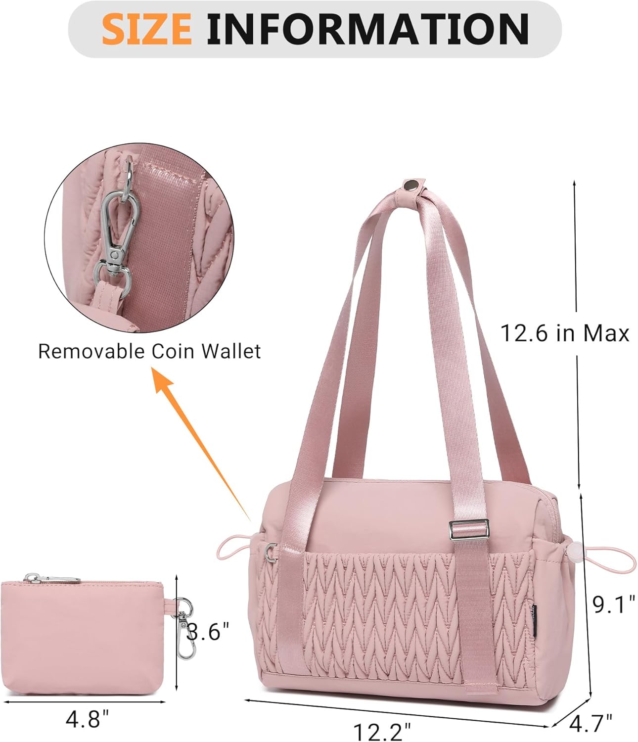 Small Gym Bag for Women Quilted Mini Tote with Wet Compartment and Coin Purse, Cute Duffle Bag for Girls Workout Sport Travel - Image 2