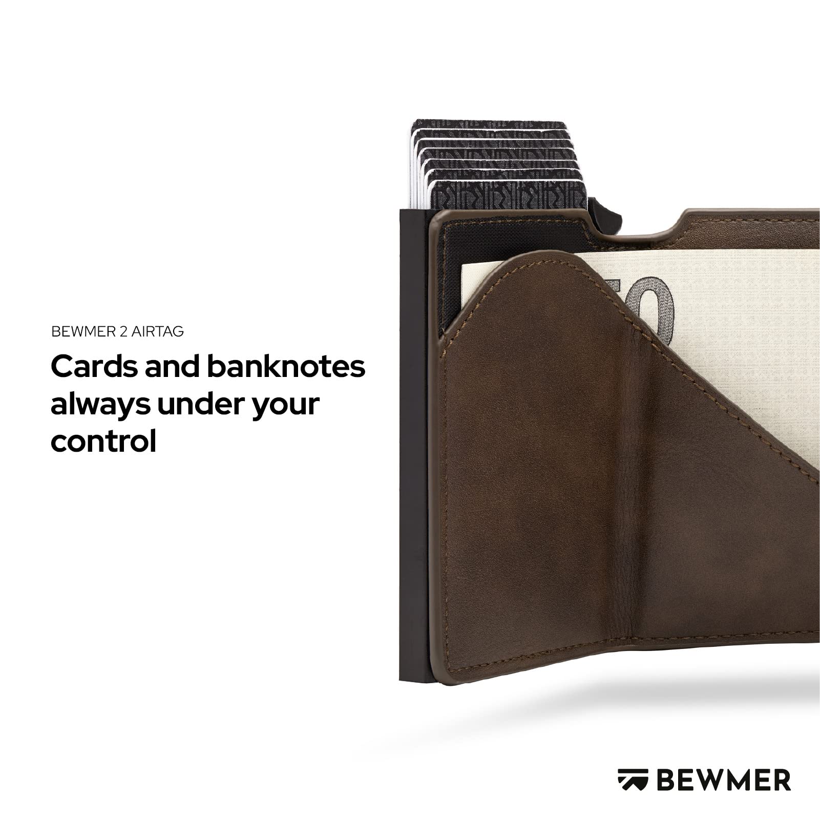 BEWMER v2 Shielded Slim Wallet z kieszenią na monety dla mężczyzn i kobiet, etui na karty z kieszenią na monety, ochroną RFID i zabezpieczeniem przed klonowaniem, portfel na banknoty, monety i 9 kart