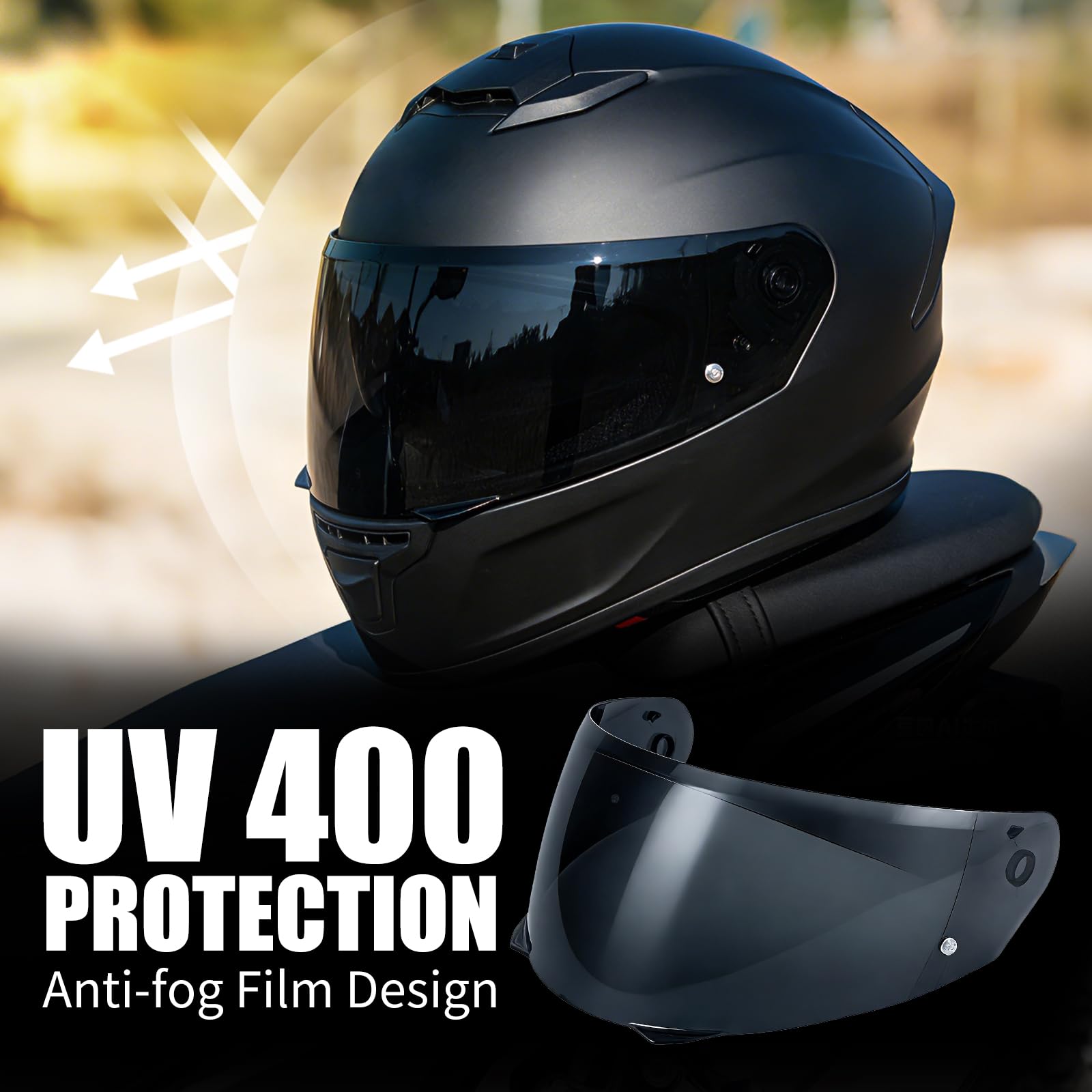 Visera Casco Moto para i90/Hj33/i91,Visera de Lente para Casco Protección contra Viento,Accesorios para Cascos de Moto (Negro)