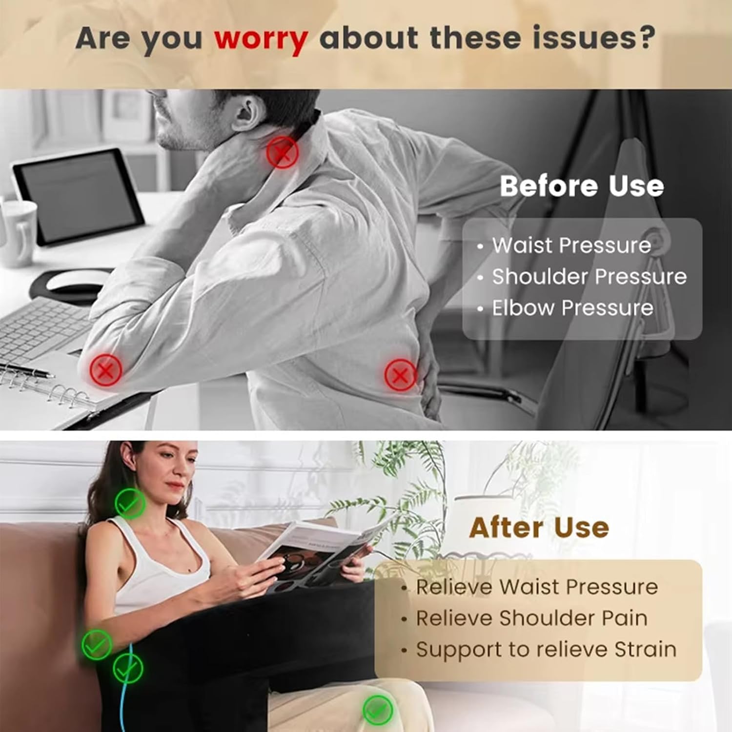 ラップデスククッション | 読書用ベッドピロー サイドポケット付き | ポータブルクッション 大人用 寮 勉強 床 寝室 旅行 ソフ