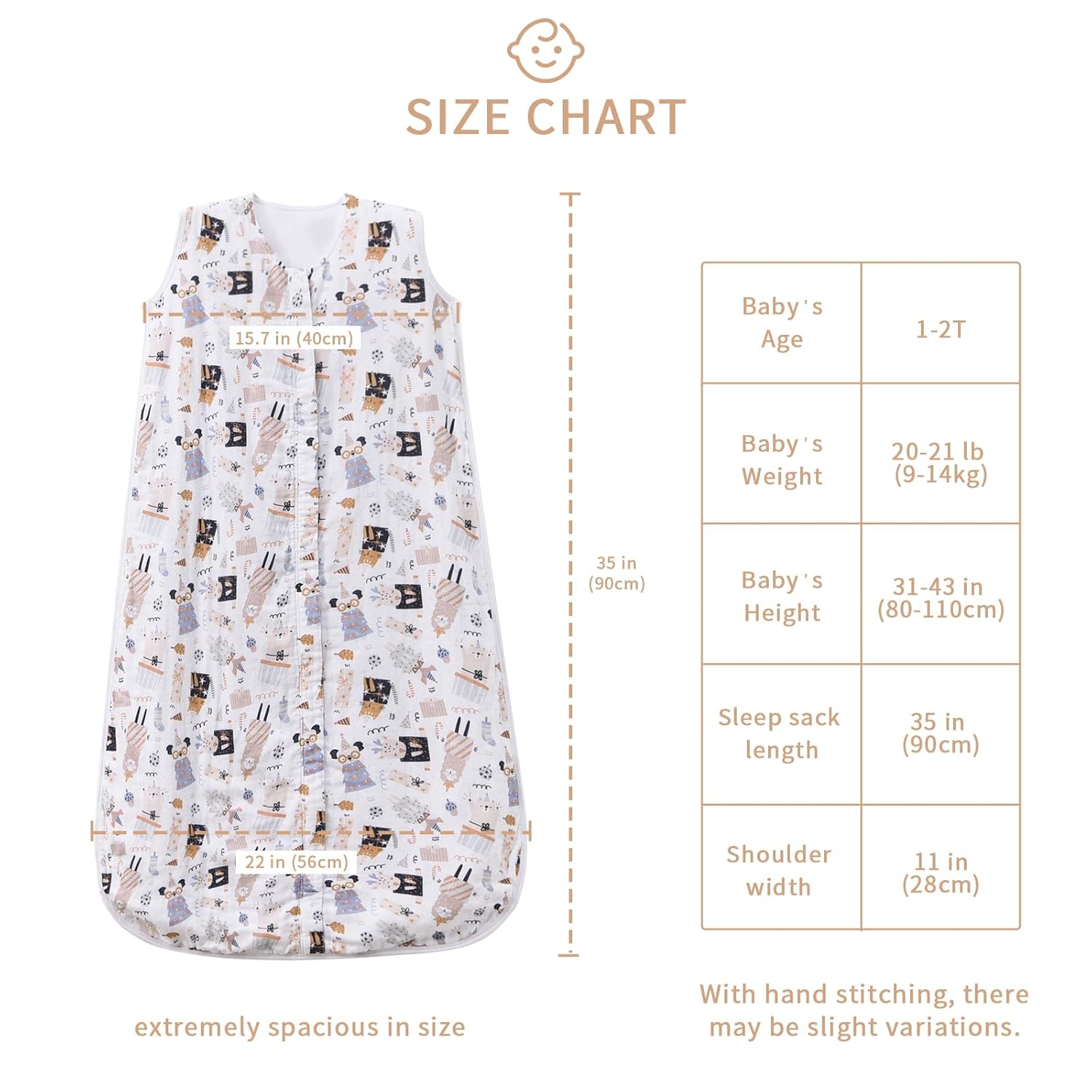 Toddler Sleep Sack 1-2T, 0.5 TOG Lightweight Wearable Blanket, 100% Organic Cotton Muslin, Sleeveless, 2-Way YKK Zipper, OEKO-TEX Certified, 12-24 Months Sleeping Bag - Image 3