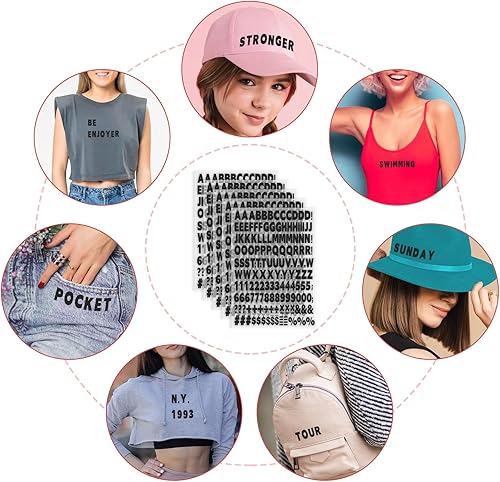 Miniatura 7 de 5 hojas, 830 piezas de letras y números para planchar para ropa, letras de vinilo para planchar de 1 pulgada con letras de transferencia de calor de
