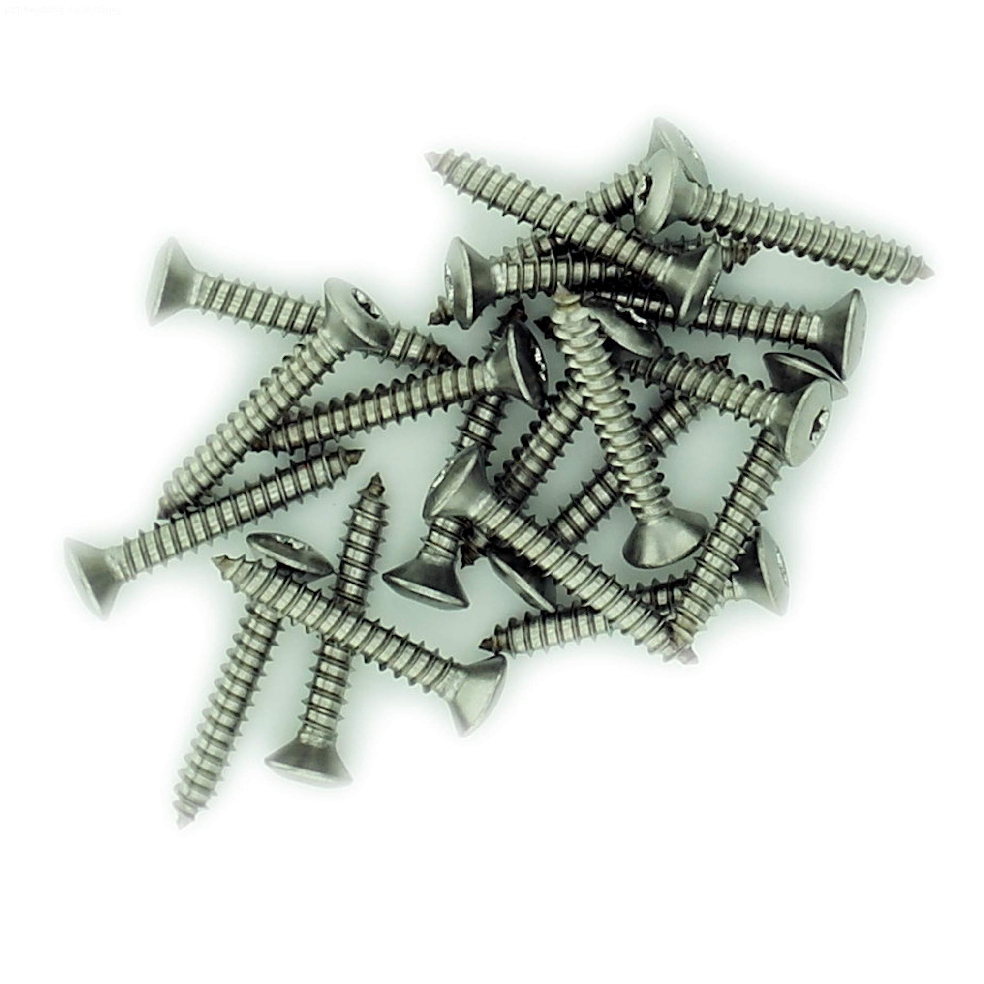 Singularity Supplies Silver No.14 X 1.975 (6.3Mm X 50Mm) Tx Raised Countersunk Self-Tapping Screw - Stainless Steel (A2) (Pack Of 20)