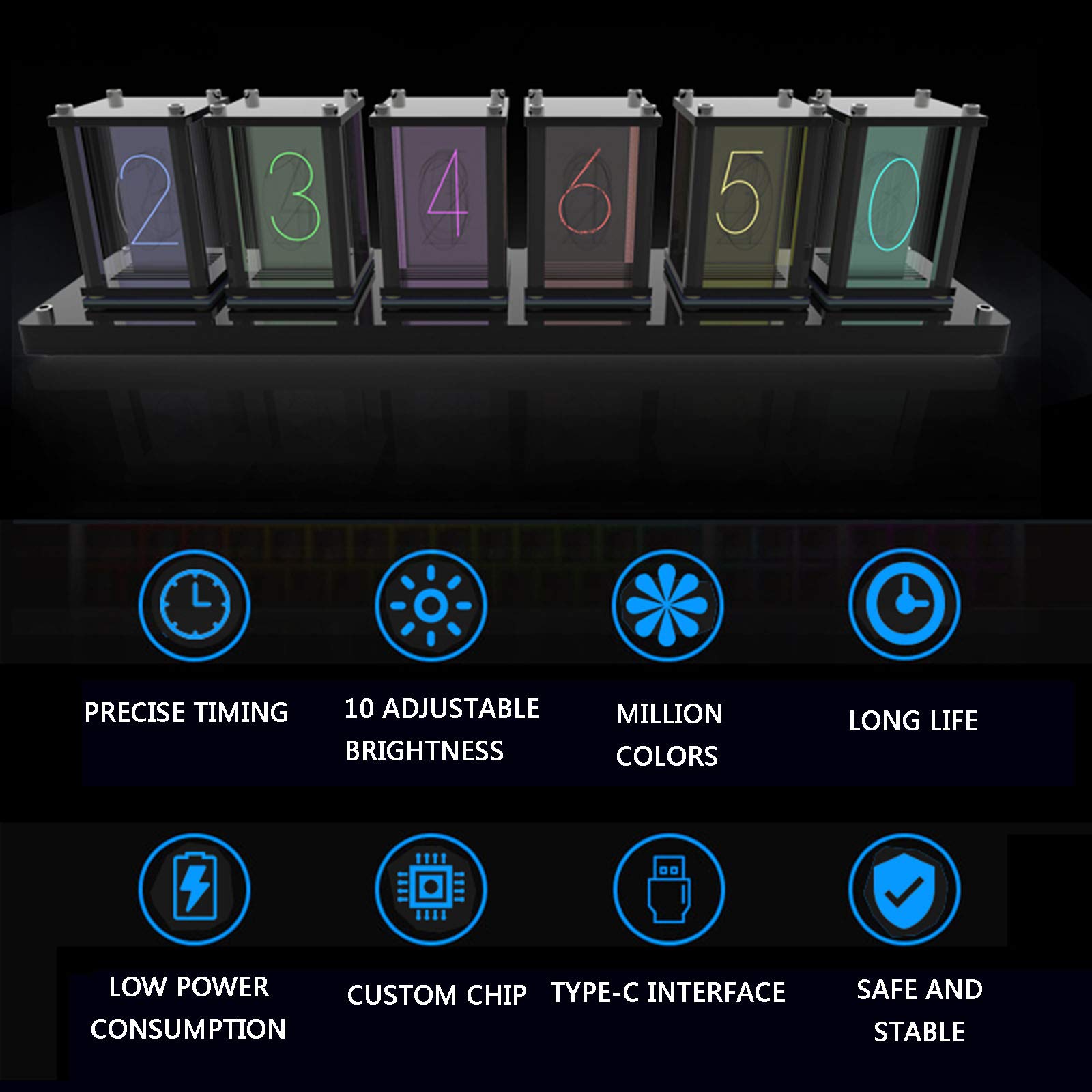 Cadeaux personnalisés, contrôle de l'horloge LED, personnalité de l'horloge du Tube Nixie, synchronisation précise du Tube à Vide 5 Modes d'affichage, Cadeau d'anniversai