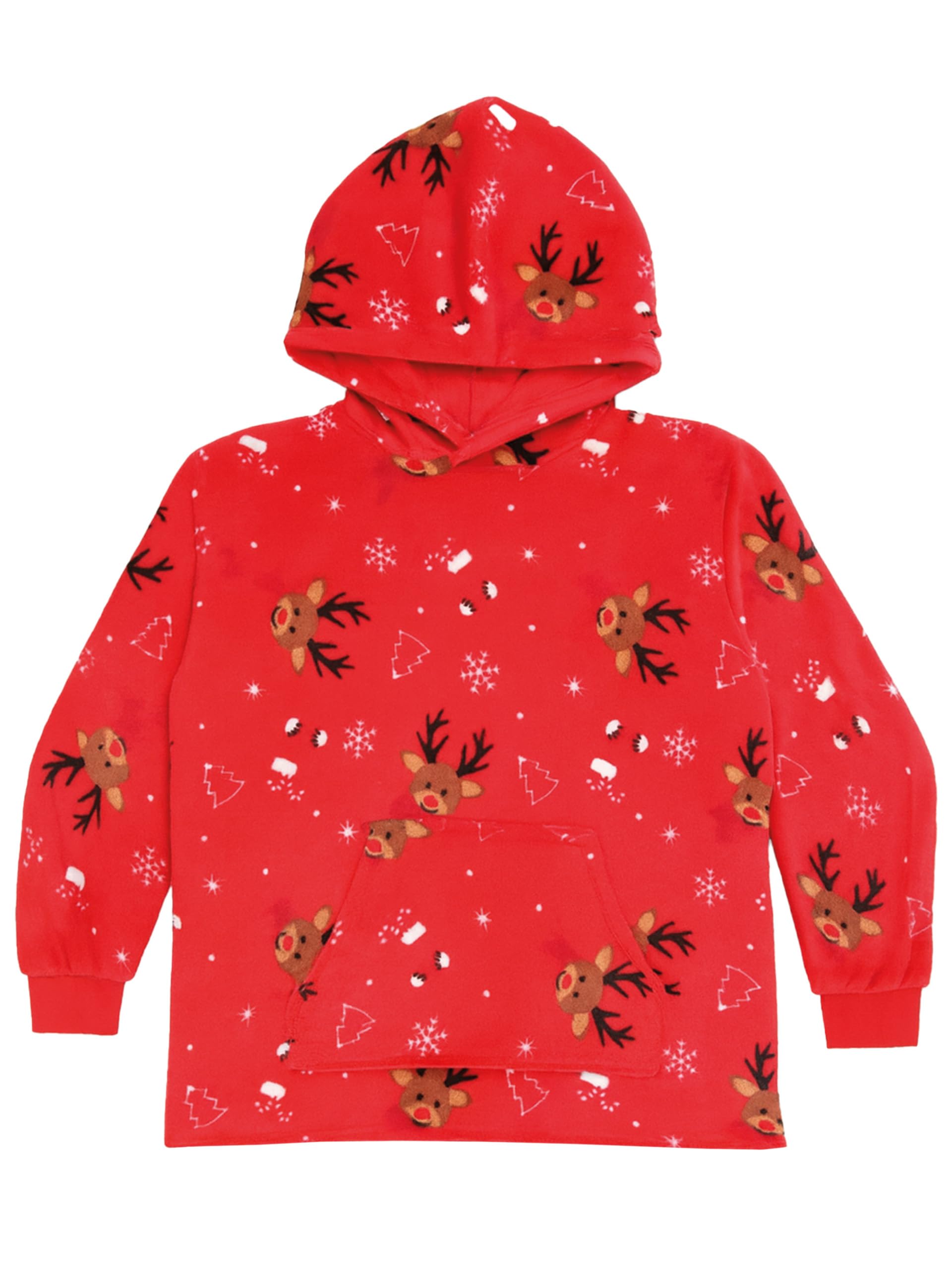 United Labels X-Mas Oversize Cozy Hoodie dla kobiet - renifer ponadwymiarowy damski sweter do przytulania puszysty sweter koc, czerwony