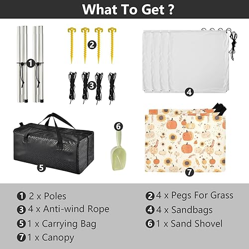 Miniatura 4 de Ramo de calabazas otoñales de girasol, tienda de campaña y toldo de playa de fácil instalación para viajes familiares, picnics y campamentos,