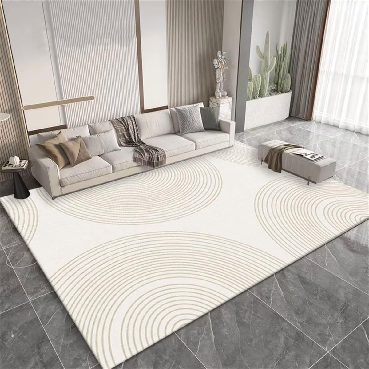 Tapis Chambre Enfant Fille Tapis Sol Tapis de Bureau d'études en Ligne Semi-Circulaire Gris insonorisant et antidérapant Decoration Chambre 120X160CM