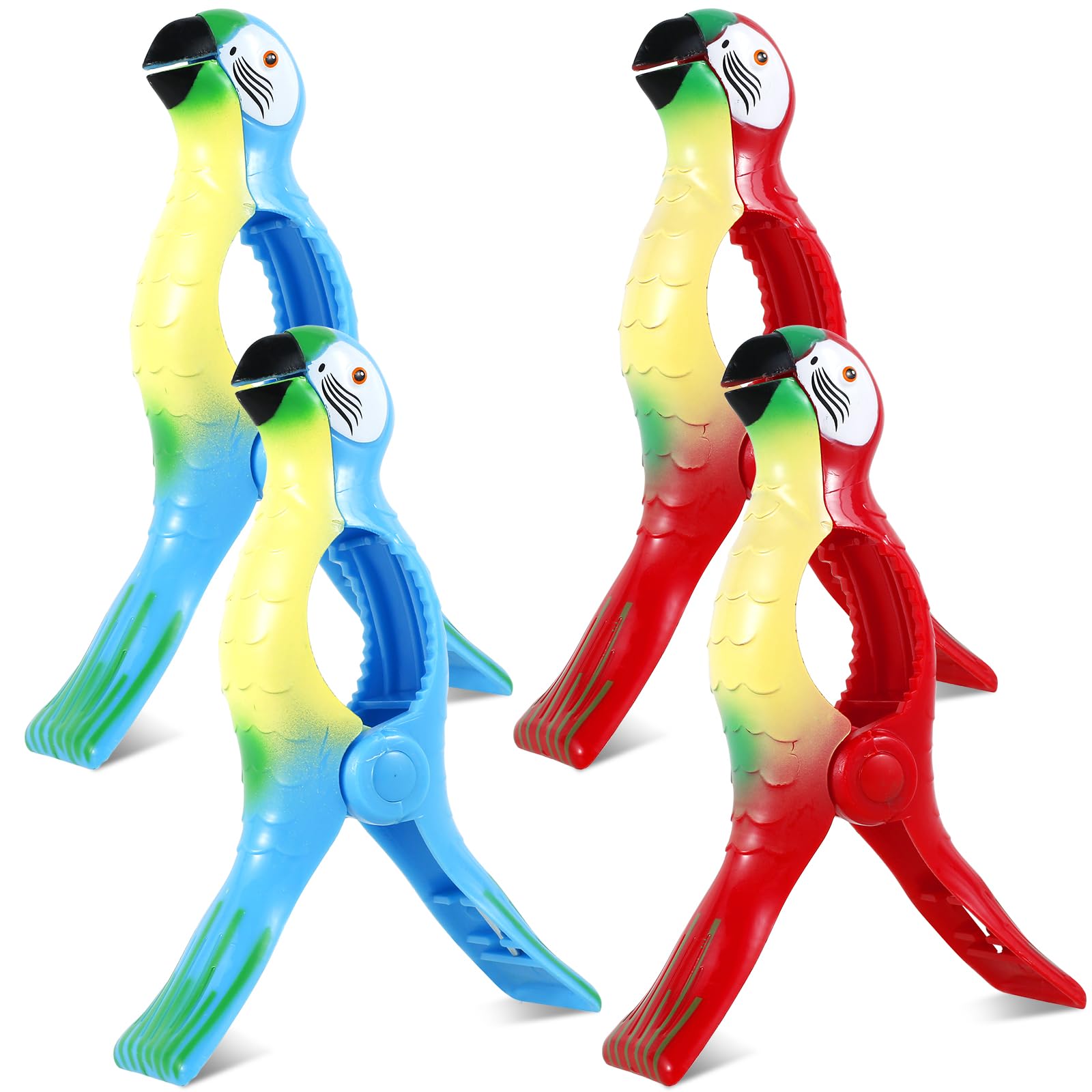 2 stuks stranddoekklemmen, wasknijpers, kunststof - papegaai vogelvormige handdoek pegs clips kunststof strandkleding clips voor wasgoed, zonnebedden, zwembadligstoelen en kleding