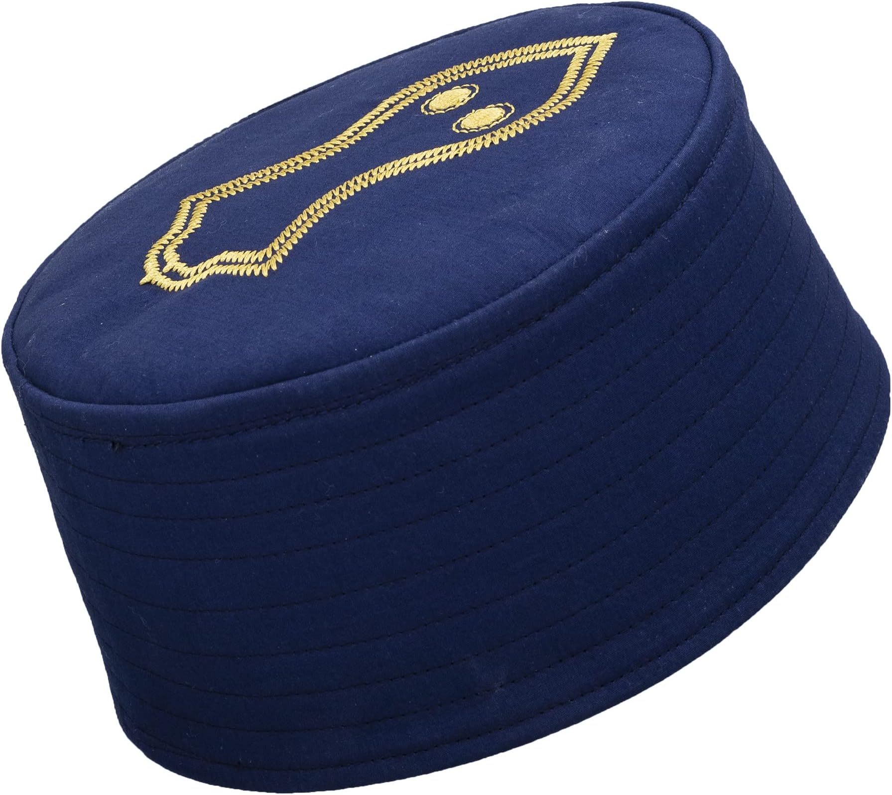 Modefa Turkish Islamic Men's Structured Kufi Hat - Round Skull Cap Takke - Sturdy Ottoman Tughra & Sandal