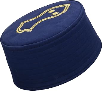 Modefa Turkish Islamic Mens Structured Kufi Hat - Round Skull Cap Takke - Sturdy Ottoman Tughra & Sandal