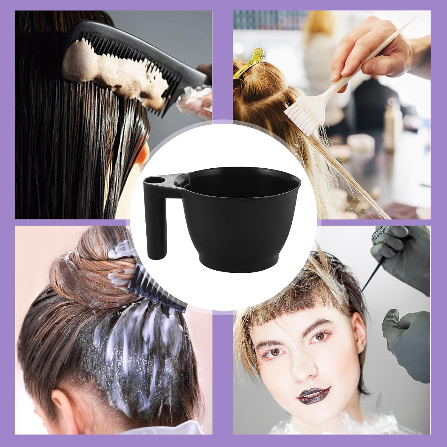 4pcs Black Hair Dye Mixing Bowls Set with Measurement Hair Coloring Mixer for Salon and DIY Dye Preparation Tools for Professional Stylists