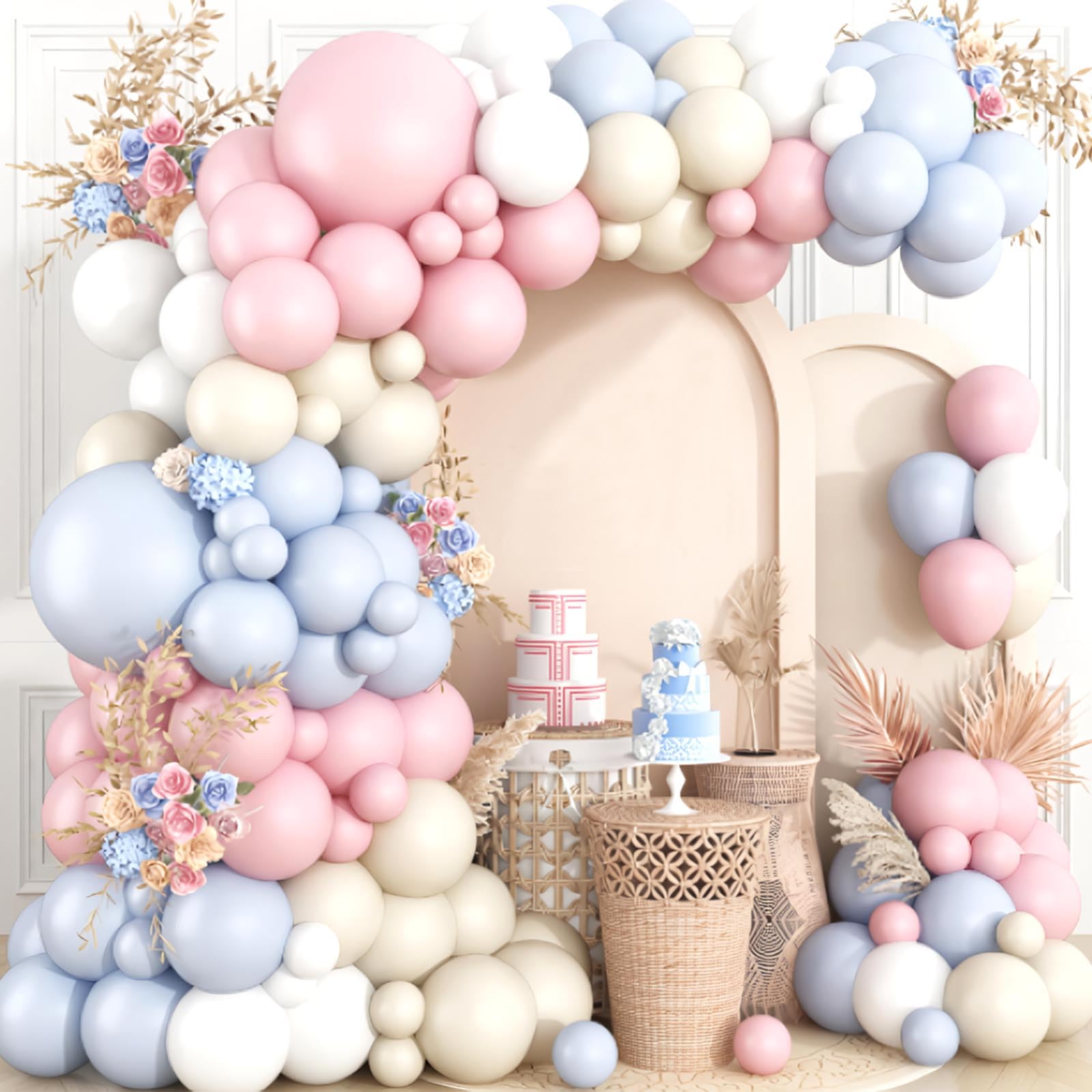 KUKUTrue® Purple Pink Balloon Garland Kit, 108 pcs Balloon Arch, Pink Purple with Cream White and Light Grey for Women's Birthday Party Decorations, Baby Shower Balloons Girl, Bridal Party, Wedding