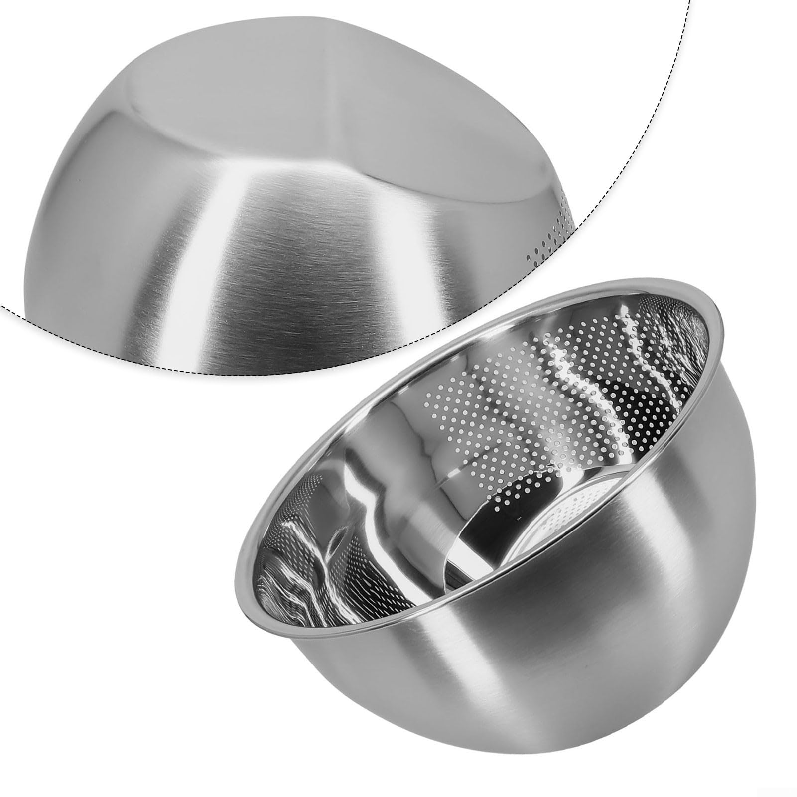 Cuenca Lavadora de Arroz en para acero Inoxidable con Agujeros Laterales - Colador Escurridor para Pasta y Legumbres - Utensilio de Cocina para fácil de Limpiar 22.5x11.5cm(304 material 26 cm)
