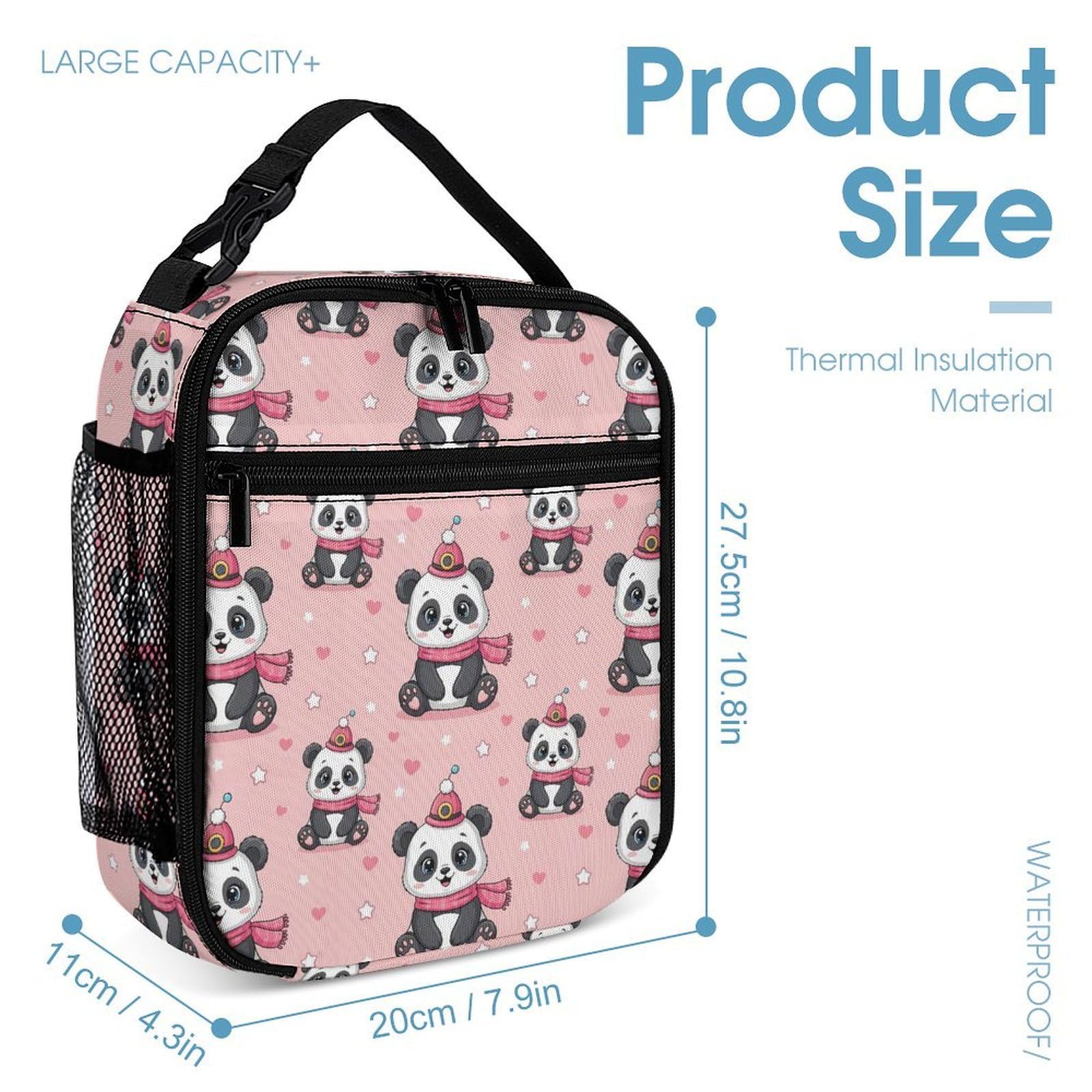 Ensemble sac à dos Panda mignon (10) avec boîte à lunch, trousse de maquillage et accessoires de toilette