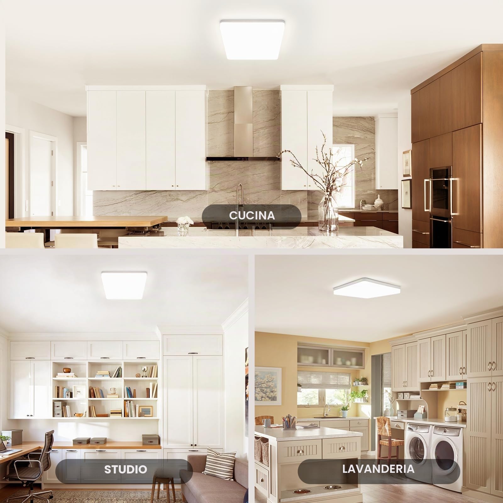 Kambo Plafoniera LED Quadrata 36W - Lampada da Soffitto Luce - Plafoniera Soffitto Bianco Neutro 4500K 3240LM - Moderno Plafoniera Bagno IP44 Cucina Soggiorno Corridoio Ufficio Cantina